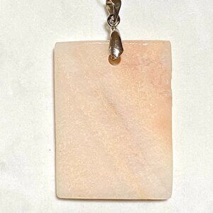 Natural Peachy Banded Agate Pendant, Large Genuine Gemstone Geometric Pendant